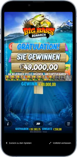 Big Bass Bonanza großer Gewinn auf dem Handy